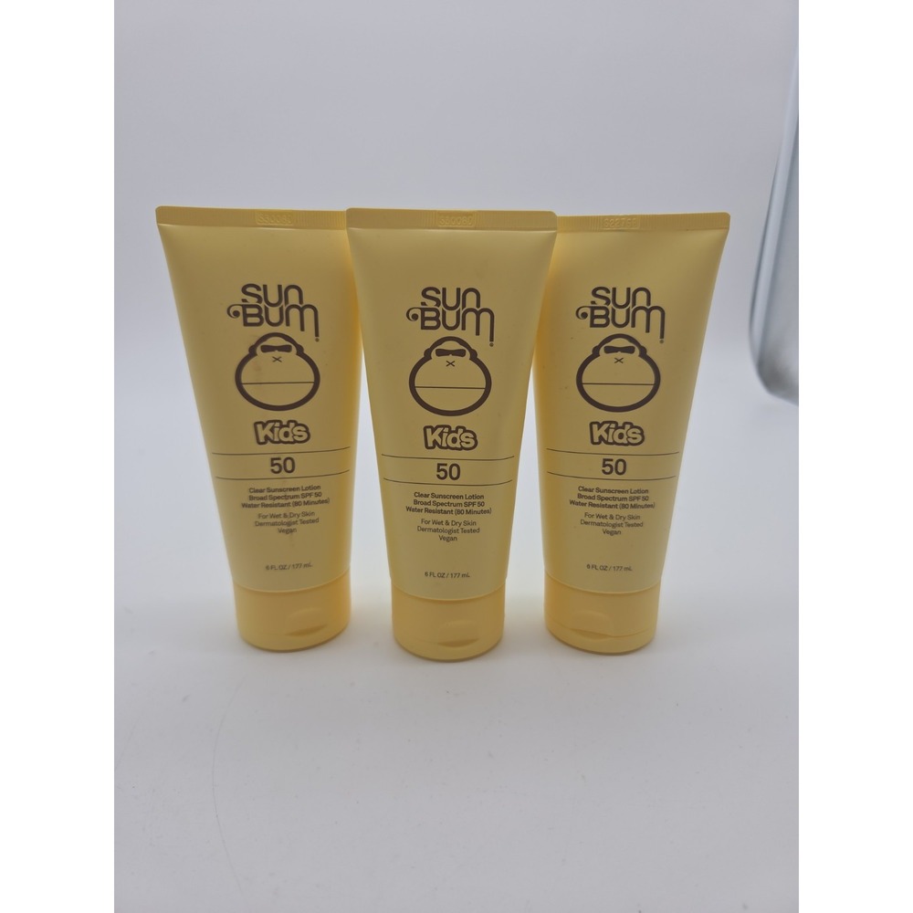 Lot of 3 Sun Bum Kids Clear Sunscreen Lotion SPF 50 6oz Exp: 01/2025 New Sealed